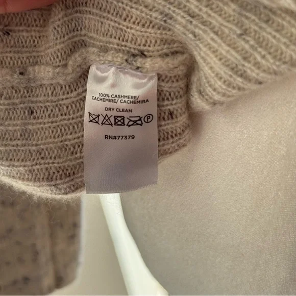 Ann Taylor Cashmere Shawl Collar Wrap Sweater Speckled Cream Small - Picture 11 of 12